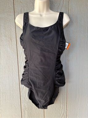Speedo Black Ruched Side One-Piece Swimsuit